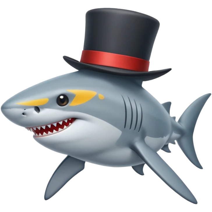 Shark with a top hat emoji