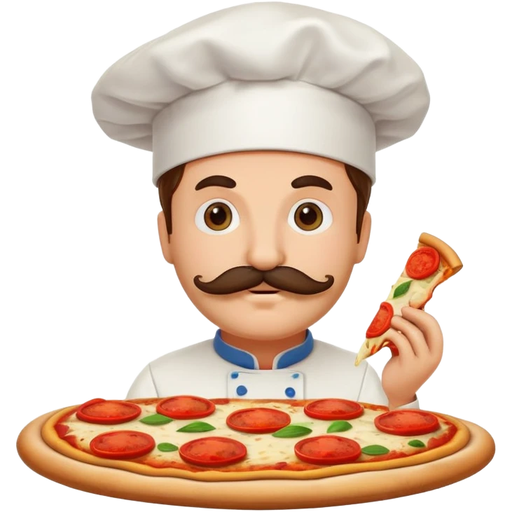Italian pizza with chef hat and mustache emoji