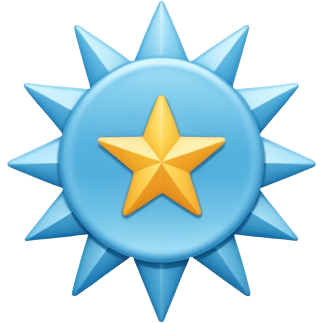 A high-resolution 2D icon of an Instagram-style verified badge. A vibrant light blue rounded-point starburst shape (rosette) with a clean, thick white checkmark in the center.  emoji
