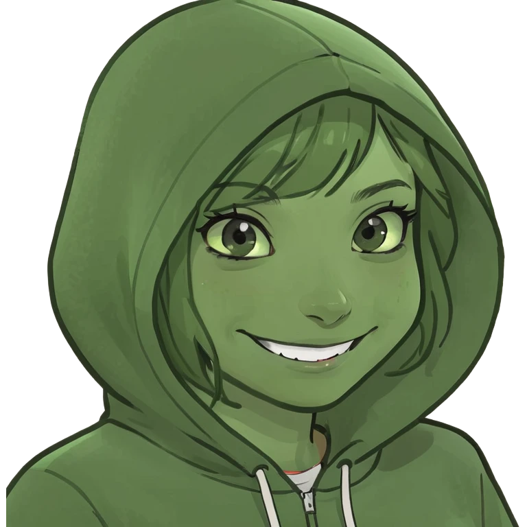 smiling girl in hoodie selfie emoji