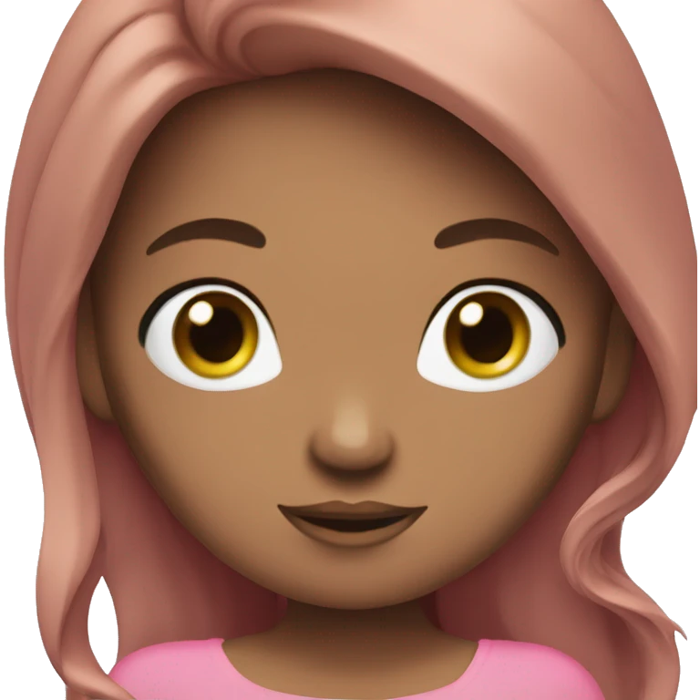 Long brown hair mermaid green eyes pink top emoji