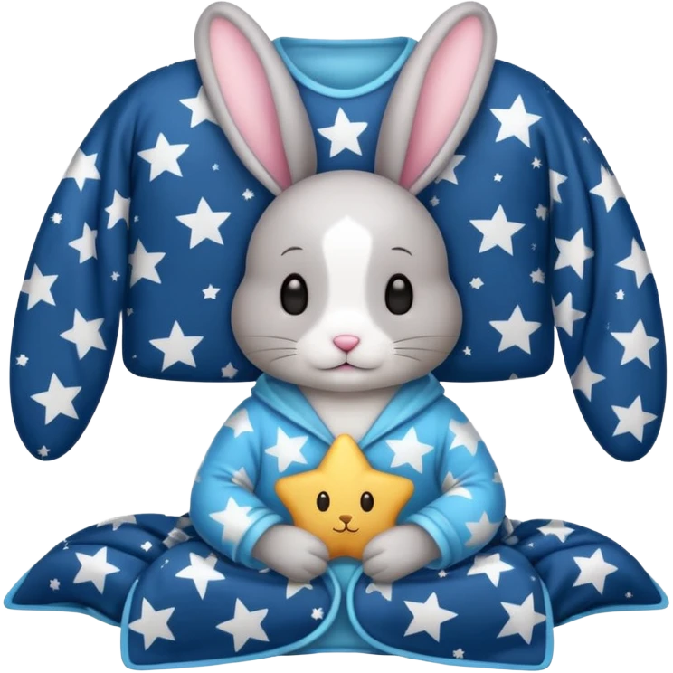 bunny with star pajamas and blanket emoji
