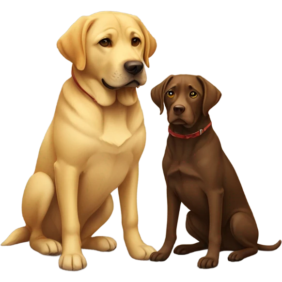 A brown lab and a yellow lab sitting emoji