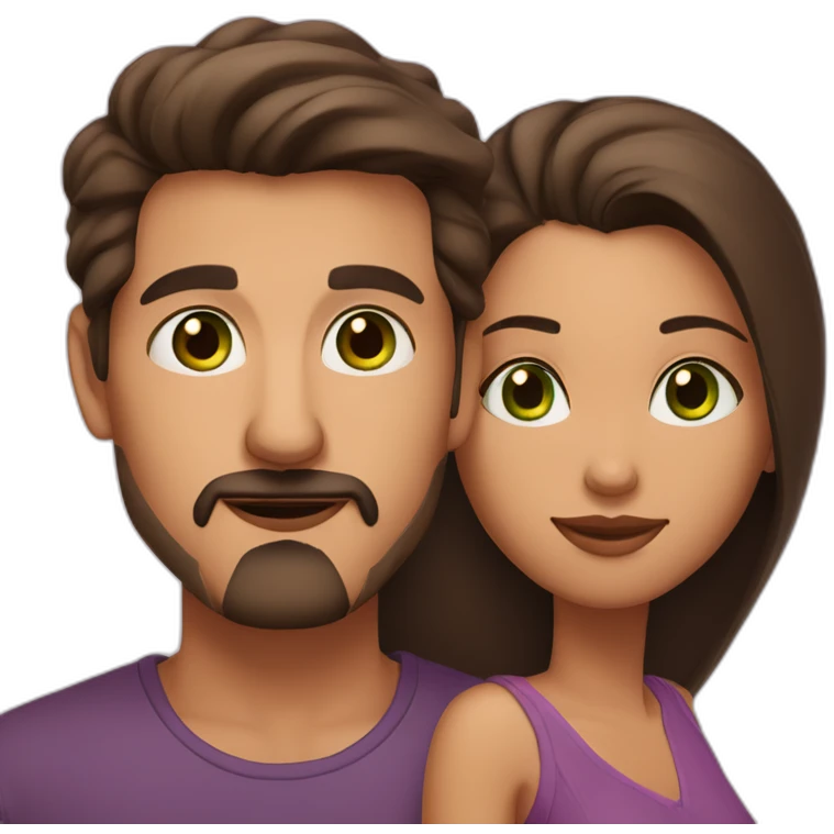 A couple of one man with dark short hair, a goatee and brown eyes and a Moroccan woman with brown hair and green eyes emoji