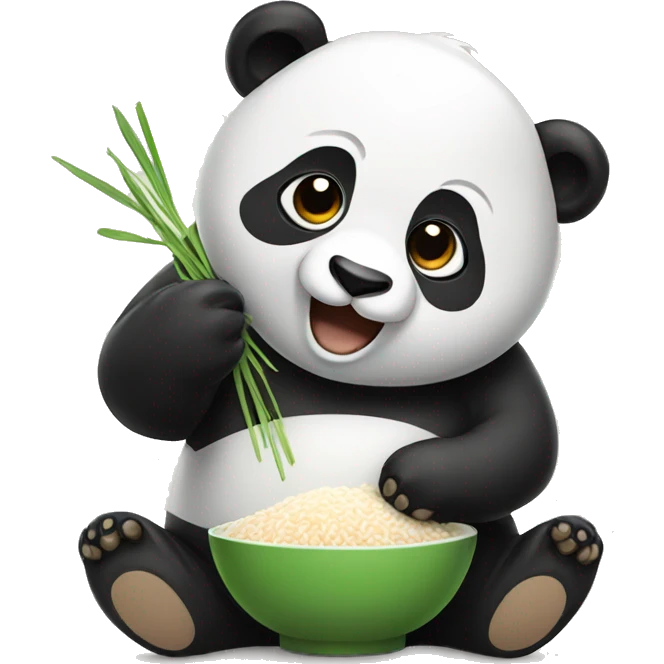 Panda eating Rice emoji