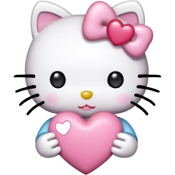pink hello kitty heart being held by hello kitty emoji