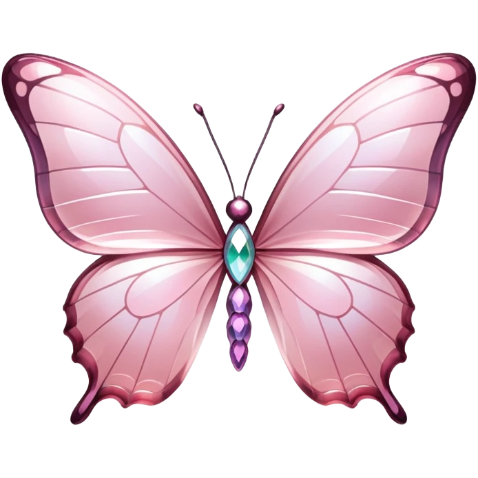 Light pink rainbow glass crystal butterfly emoji
