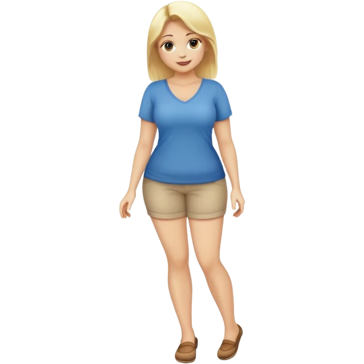 buxom blonde woman, fullbody, realistic emoji style, relaxed pose, safe for work, friendly mood emoji