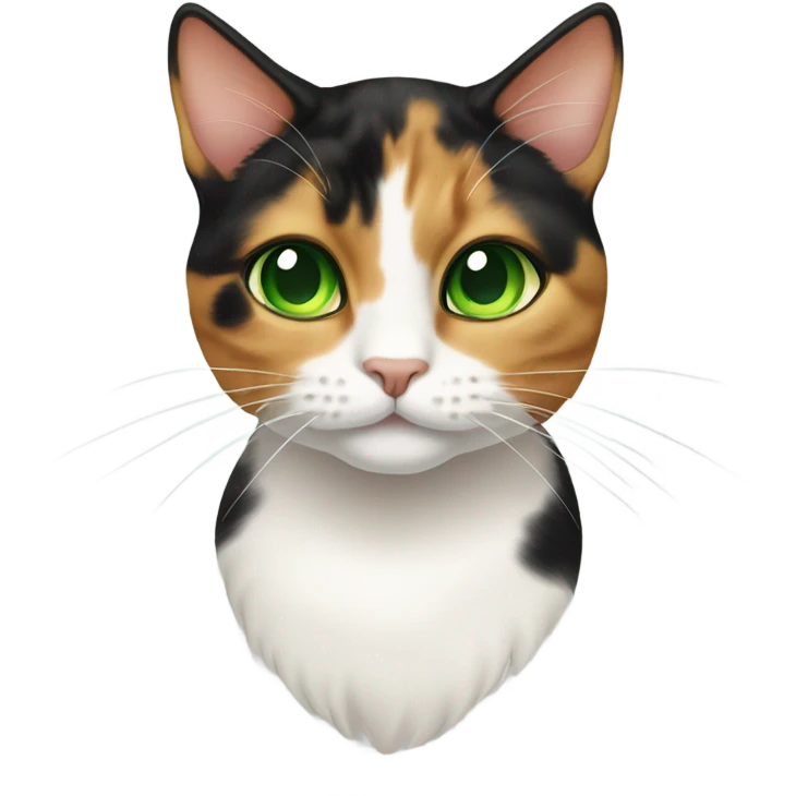Calico tabby cat with green eye emoji