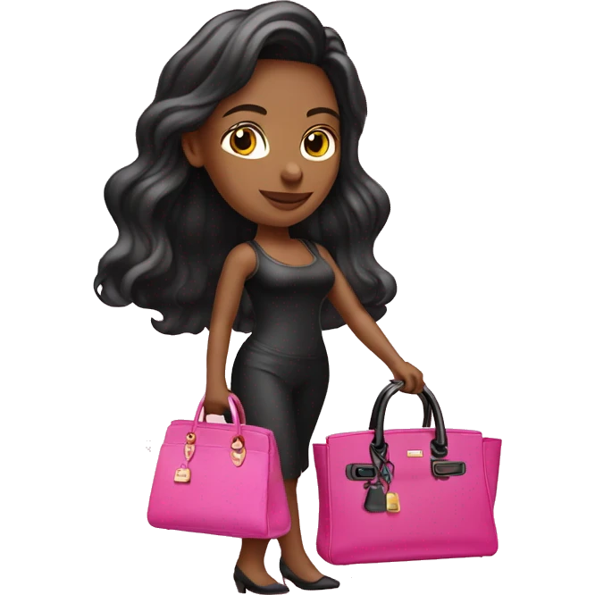 Pretty women holding pink and black birkin bag emoji