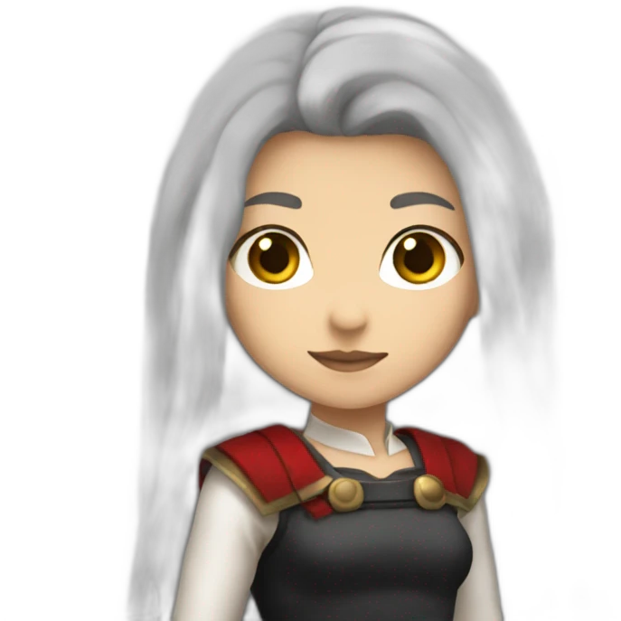 rpg-girl-with-long-white-hair-and-red-skirt and black tights emoji