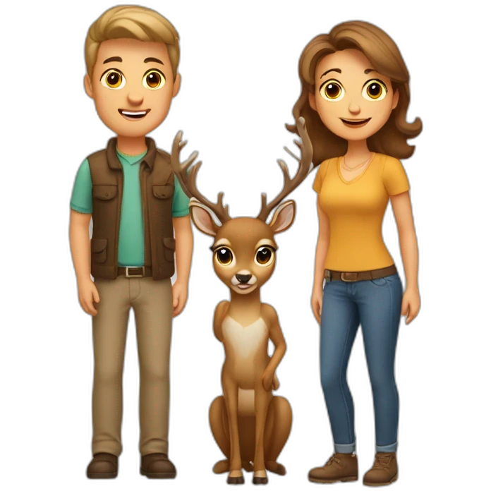 Deer family mom dad boy emoji