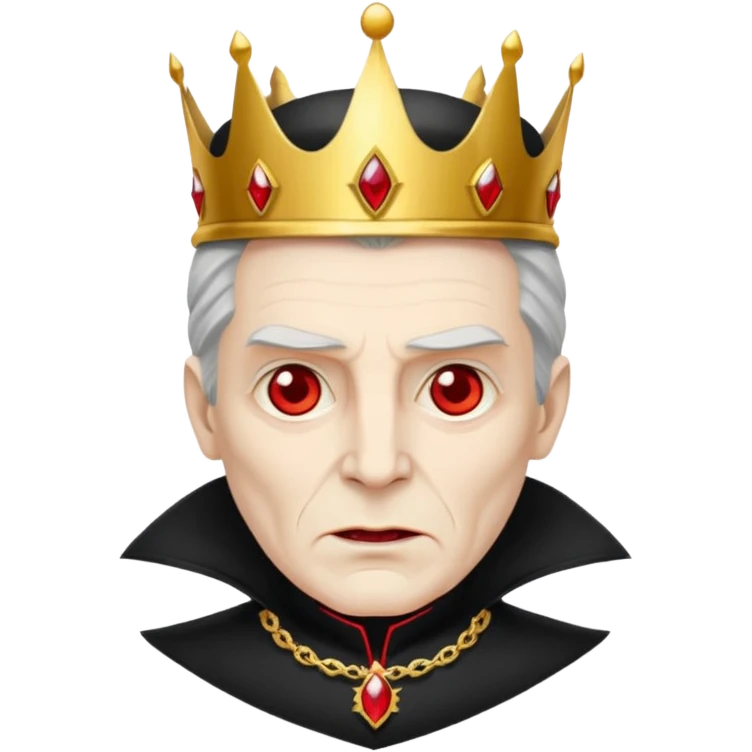Vampire King, Elder vampire in royal black coat, wearing a crown, red eyes.
 emoji