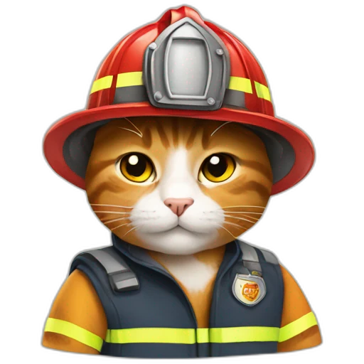 cats wear firefighter uniforms emoji