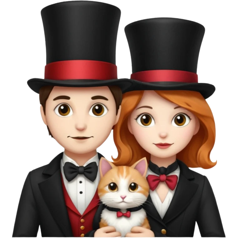 magician couple and their pet cat emoji