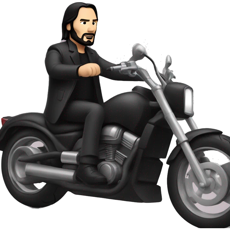 A TOK emoji of John wick, riding motorcyle emoji