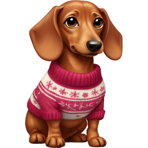 cute dachshund wearing sweater and bows emoji
