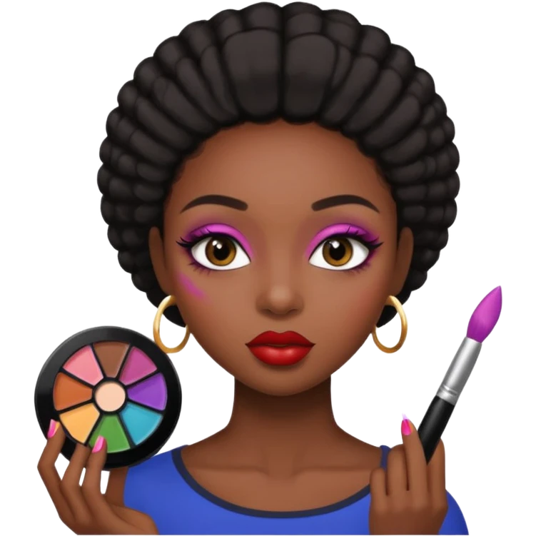Hyper Realistic black girl doing make up emoji