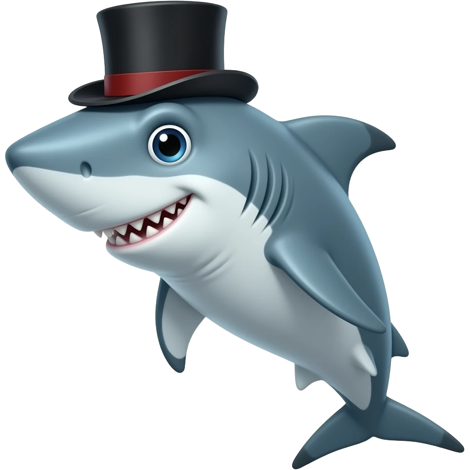 Shark with a top hat emoji