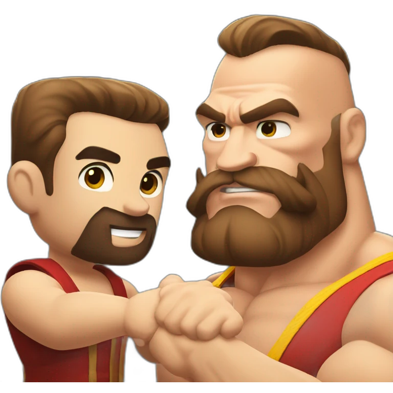 Arnold Schwarzenegger and zangief shaking hands emoji