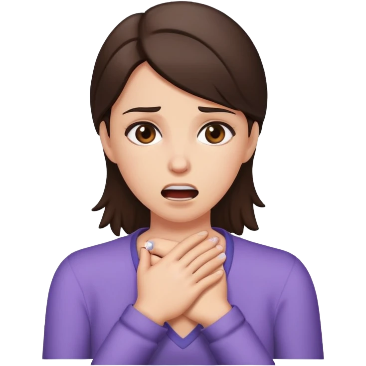 Choking emote, female, brunette  emoji
