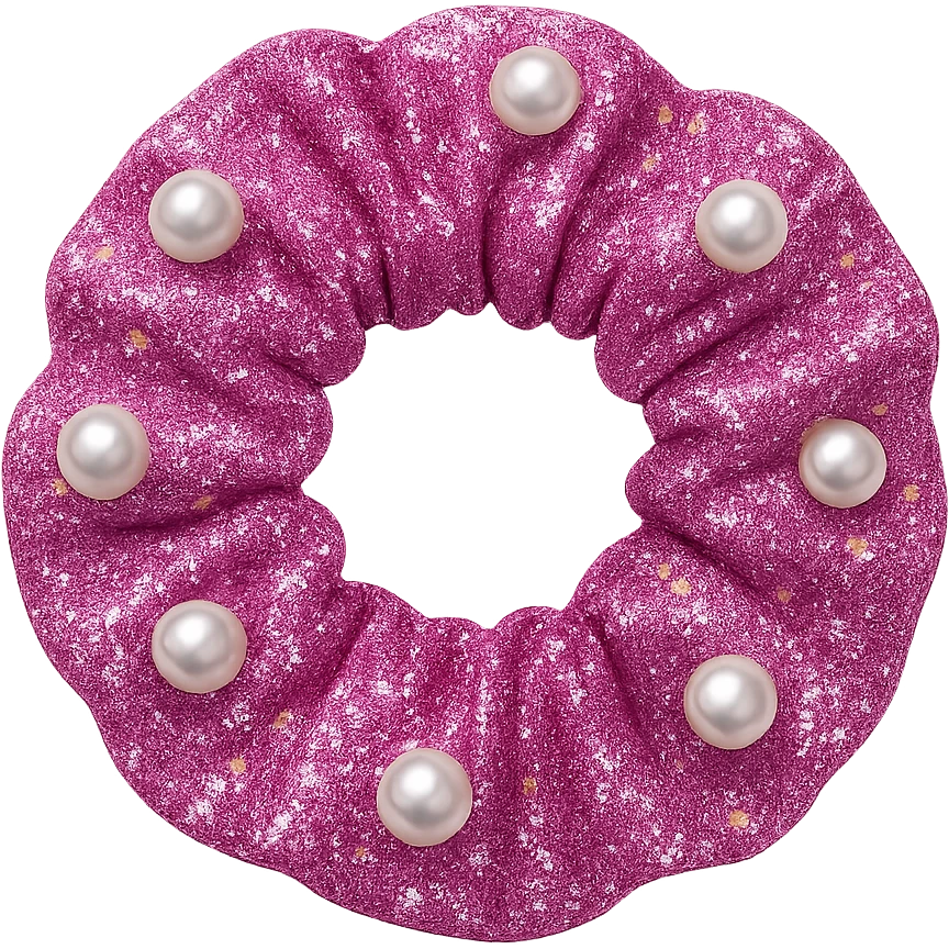 girly sparkling scrunchie with pearls, no background emoji