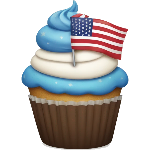 Happy cupcake with an American flag emoji