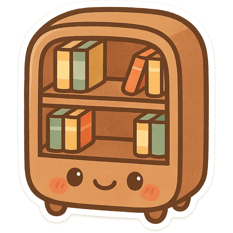cute and rounded bookshelf emoticon emoji