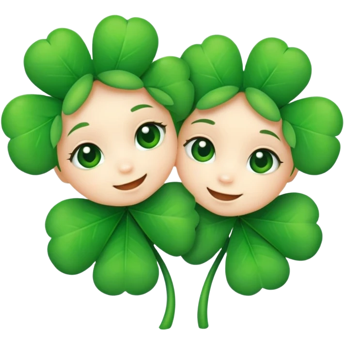 two clovers hugging, cute expressions emoji