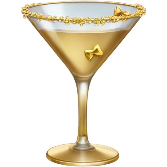 gold rimmed martini glass with tiny gold bows emoji