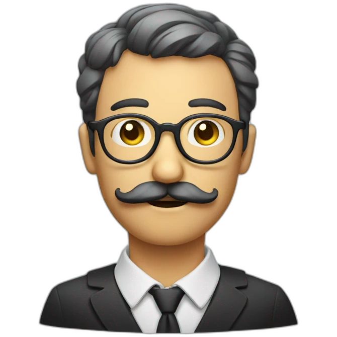 glasses and mustache man with a judging look face emoji