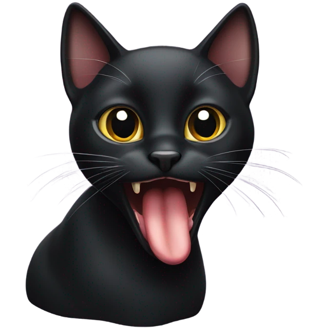 Black cat sticking his tounge out looking like he wants it emoji