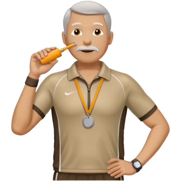 middle-aged track coach with whistle full body emoji