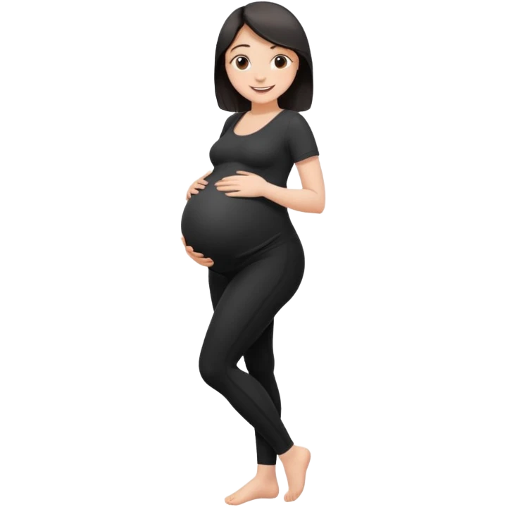 femme belly stuffing enceinte legging noir  emoji