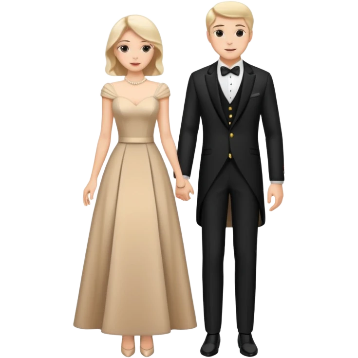 full-length romantic couple in evening outfits emoji