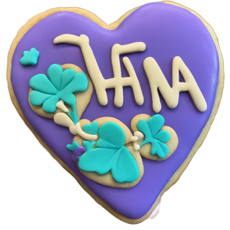 Teal purple Cookie heart with ohana emoji