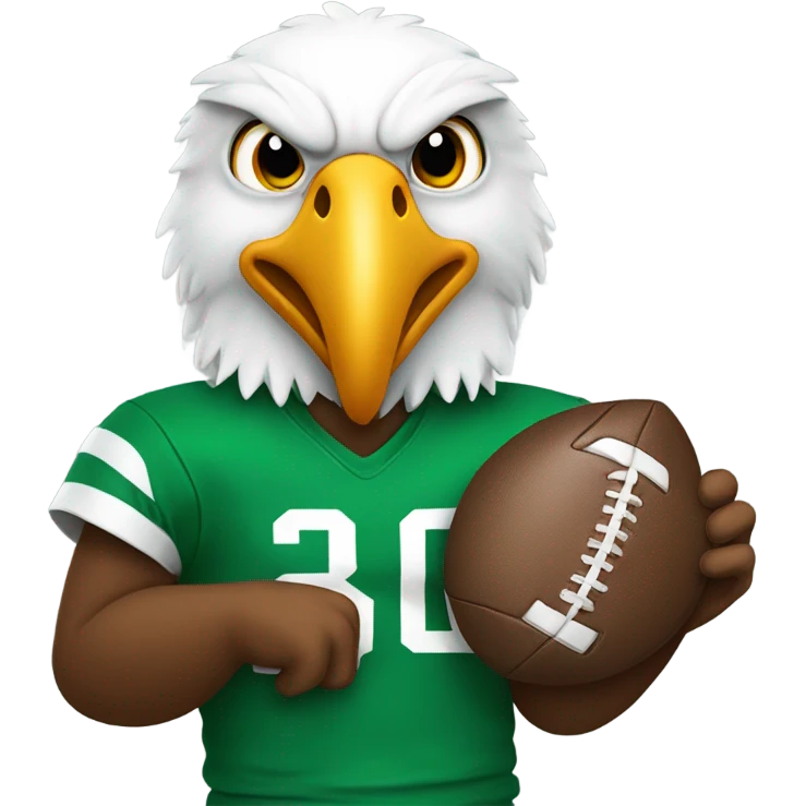 Eagle wearing Kelly Green with a football emoji
