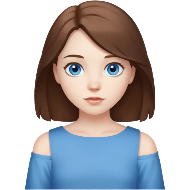 girl with pale skin, blue eyes, and shoulder length brown hair emoji