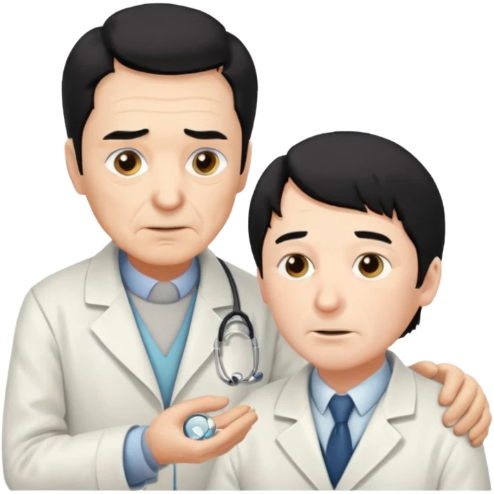 doctor black hair attending to a old man  emoji