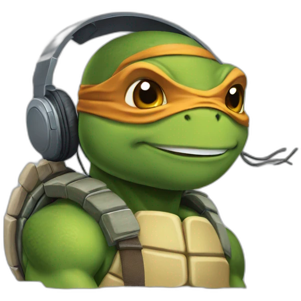 Ninja turtle with headphones emoji