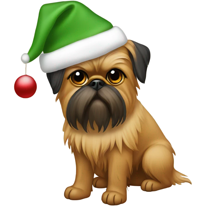Tan brussels Griffon Christmas hat  emoji