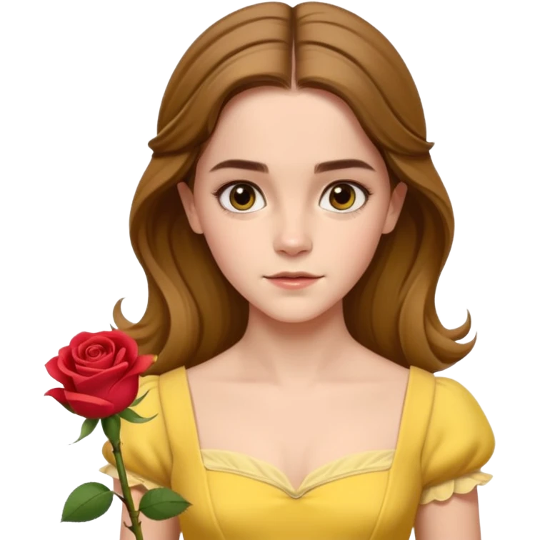 emma watson long hair as belle Cinematic Realistic emoji