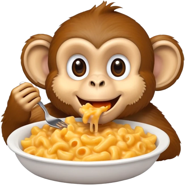 Monkey eating Mac and cheese emoji