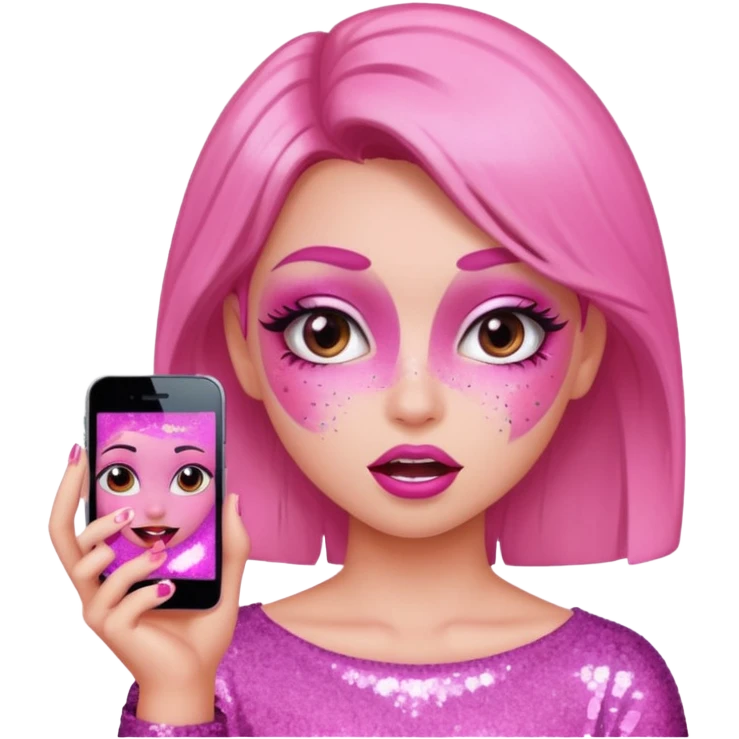 glitter pink girl naughty selfie emoji
