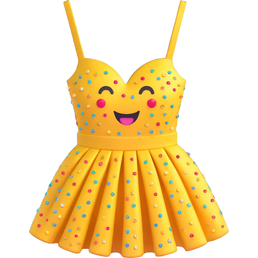 party dress, sparkling and glamorous, 3D emoji style emoji