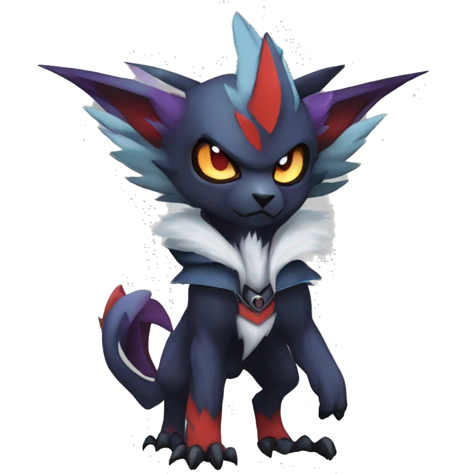 Cool Dark Edgy Absol-Noivern-Quilava-Litten-Pokémon with edgy stripes hoodie spiked collar punk Full Body emoji