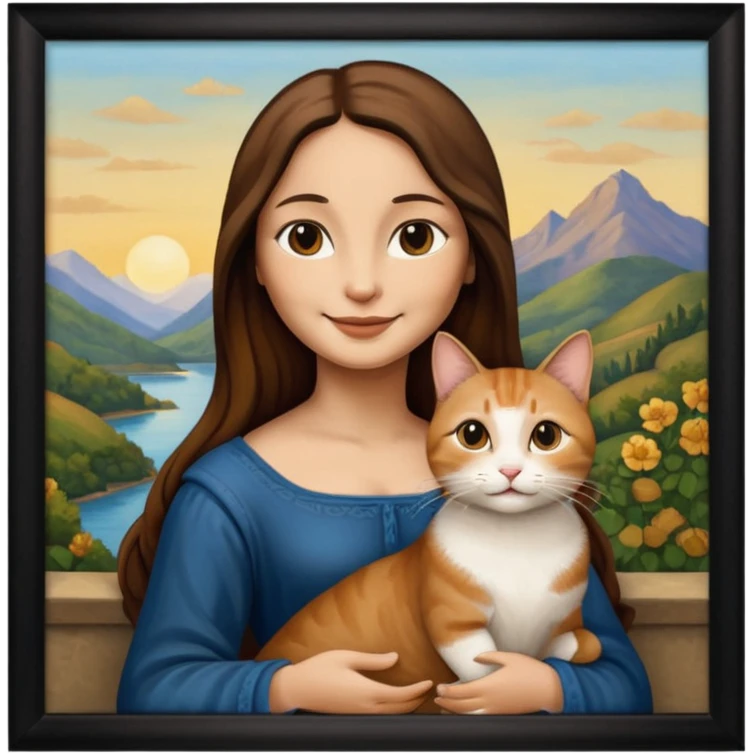 frame, painting, Mona Lisa, with cat emoji