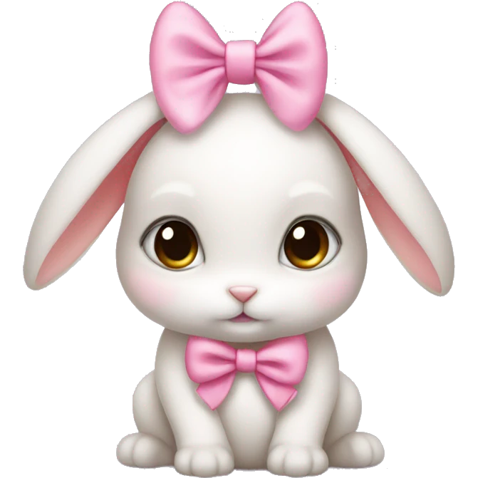 baby bunny wearing pink bow on ear emoji