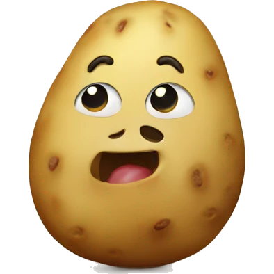A potato with a cute face emoji