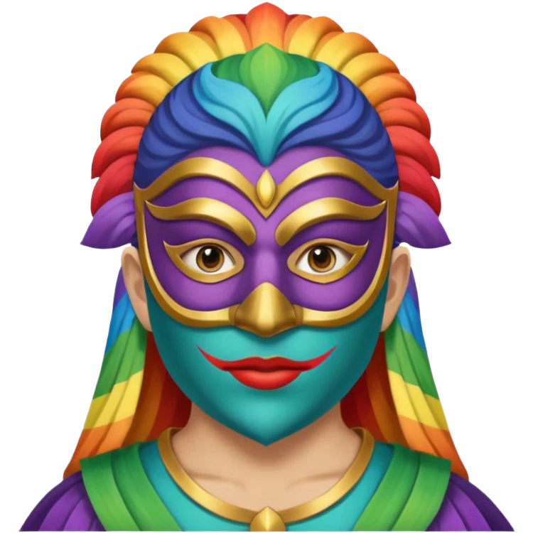 mask, wearing ancient custome, rainbow emoji